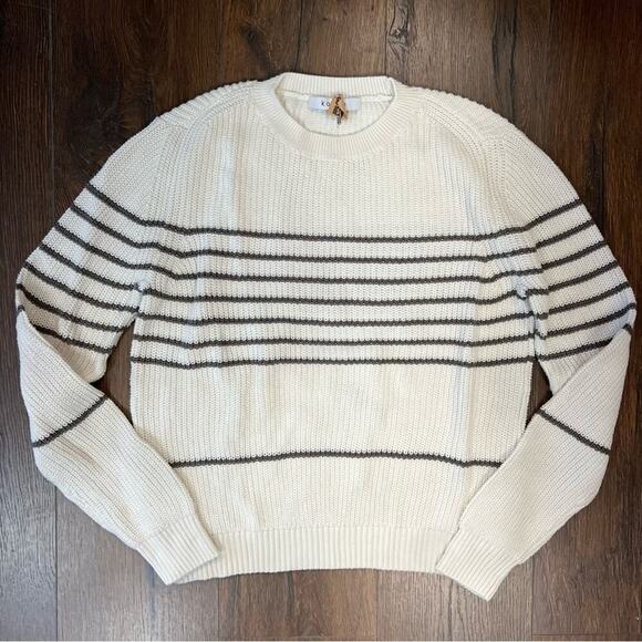Kokun cotton striped crewneck sweater SZ MED - Picture 1 of 5